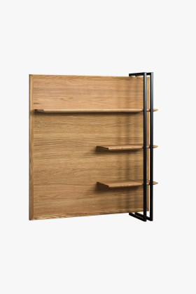 Fali panel polcokkal tölgyfa furnér natúr dizájnos 100x109 cm